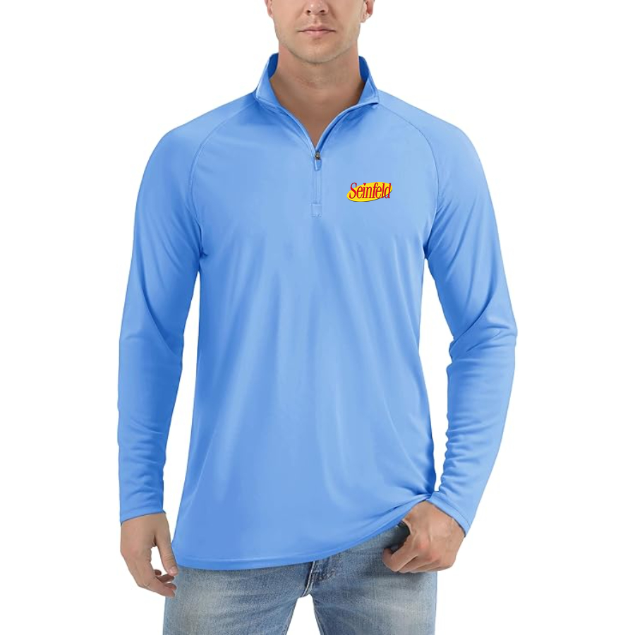 Men’s Seinfeld Sitcom Show -  Lightweight Quarter-Zip Athletic Shirt – Long Sleeve Polyester Wear