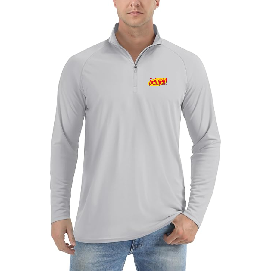 Men’s Seinfeld Sitcom Show -  Lightweight Quarter-Zip Athletic Shirt – Long Sleeve Polyester Wear