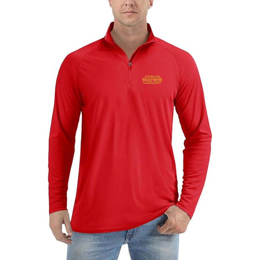Men’s Star Wars Movie -  Lightweight Quarter-Zip Athletic Shirt – Long Sleeve Polyester Wear