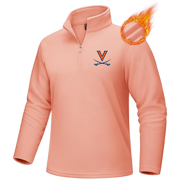 Men's Virginia Cavaliers  MAGCOMSEN Men_s Quarter-Zip Pullover Polar Fleece Sweatshirt Stand Collar Long Sleeve Shirt for Men Thermal Winter Fall