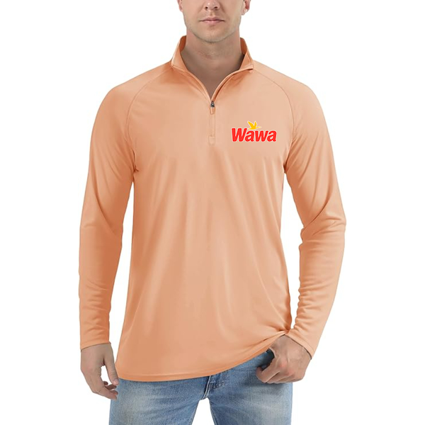 Men's  Wawa Gas Station Lightweight Quarter-Zip Athletic Shirt Long Sleeve