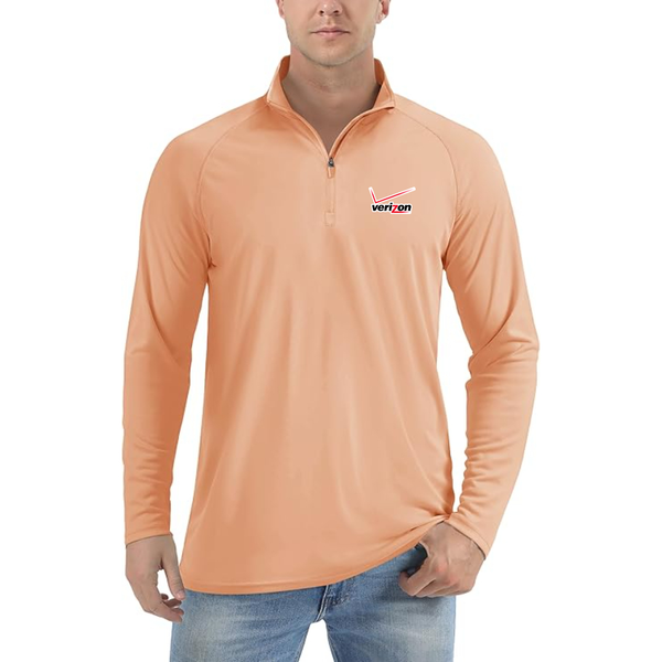 Men's  Verizon Wireless Lightweight Quarter-Zip Athletic Shirt Long Sleeve Performance