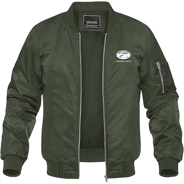 Men's Zenos Cars Logo Lightweight Bomber Jacket Windbreaker Softshell Varsity Jacket Coat