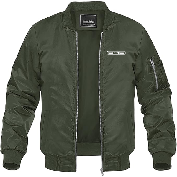 Men's Aria  Logo Lightweight Bomber Jacket Windbreaker Softshell Varsity Jacket Coat