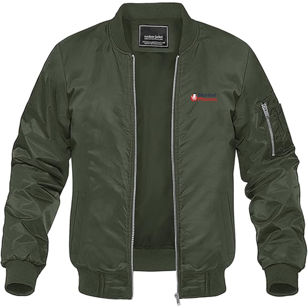 Men's MarketPhones.com Logo Lightweight Bomber Jacket Windbreaker Softshell Varsity Jacket Coat