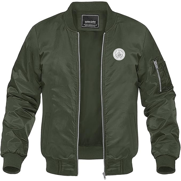 Men's Happy Mammoth Logo Lightweight Bomber Jacket Windbreaker Softshell Varsity Jacket Coat