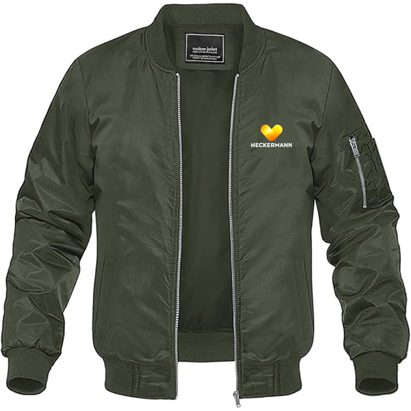 Men's Neckermann Logo  Lightweight Bomber Jacket Windbreaker Softshell Varsity Jacket Coat