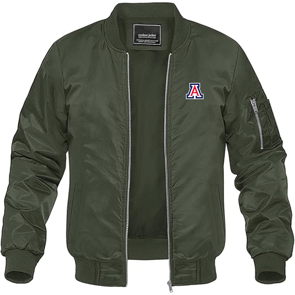 Men's Arizona Wildcats Lightweight Bomber Jacket Windbreaker Softshell Varsity Jacket Coat
