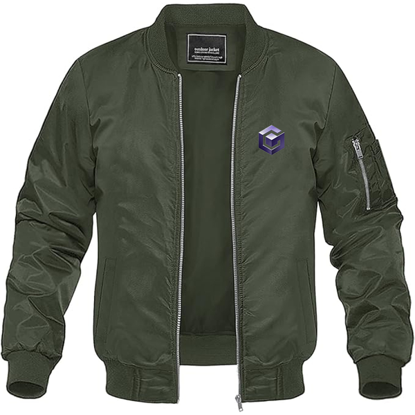 Men's Nintendo GameCube Logo Lightweight Bomber Jacket Windbreaker Softshell Varsity Jacket Coat
