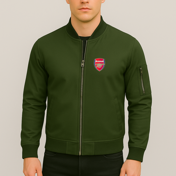 Men's Arsenal Soccer Lightweight Bomber Jacket Windbreaker Softshell Varsity Jacket Coat