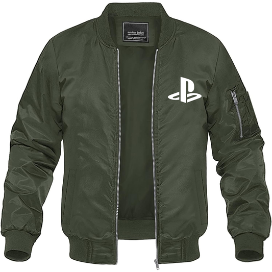 Men's PlayStation Game Lightweight Bomber Jacket Windbreaker Softshell Varsity Jacket Coat