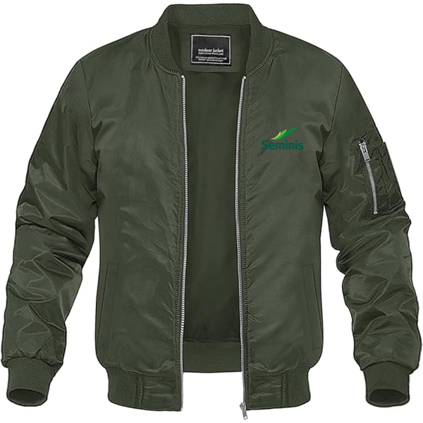 Men's  Seminis  Logo  Lightweight Bomber Jacket Windbreaker Softshell Varsity Jacket Coat