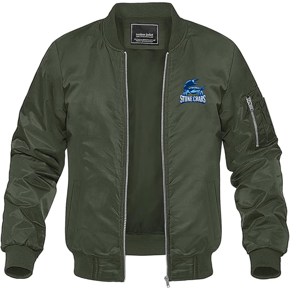 Men's Charlotte Stone Crabs Logo Lightweight Bomber Jacket
