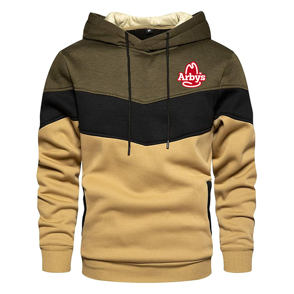 Men's Arbys  Novelty Color Block Pullover Fleece Hoodie Long Sleeve Casual