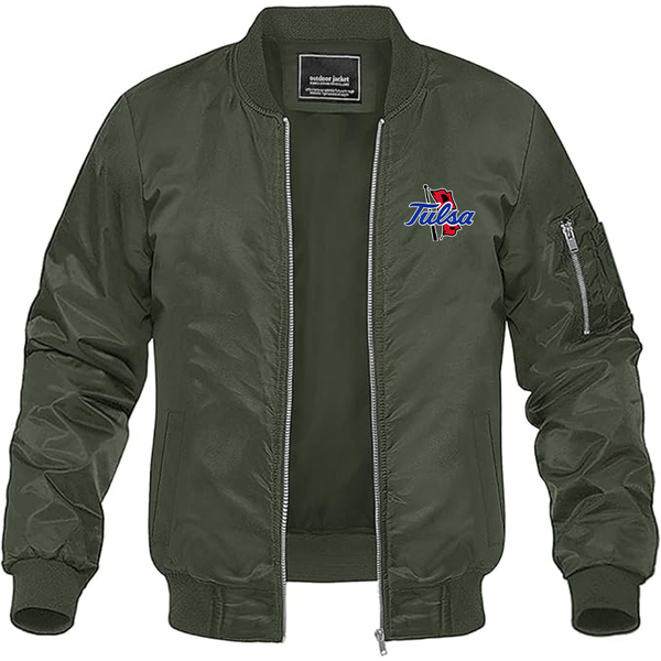 Men's Tulsa Golden Hurricane Lightweight Bomber Jacket Windbreaker Softshell Varsity Jacket Coat