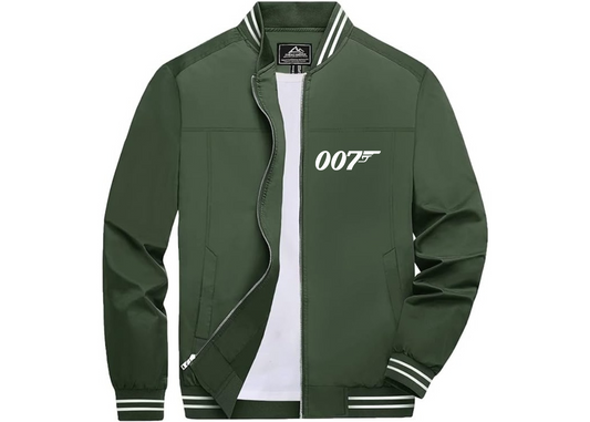 007 James Bond Movie_ Lightweight Zip-Up Bomber Jacket with Ribbed Collar and Cuffs - Versatile Casual Outerwear (Copy)