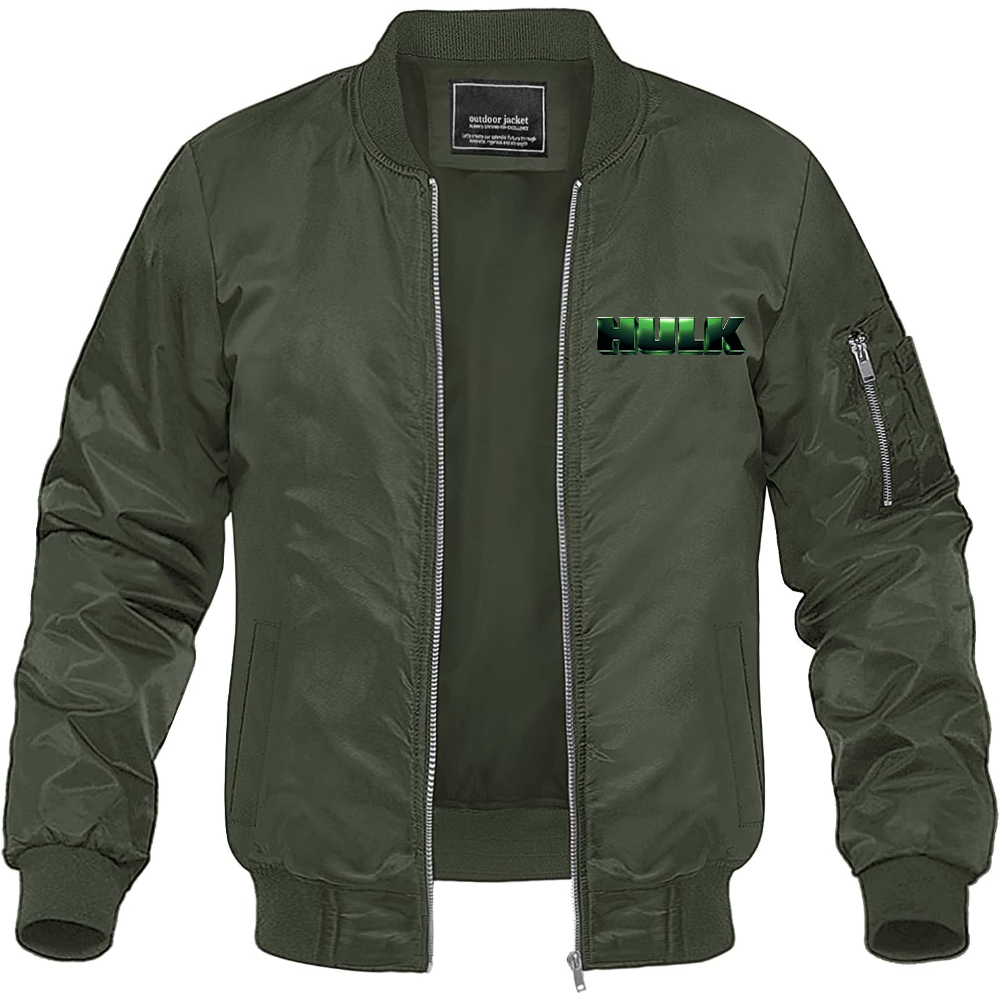 Men's The Hulk Marvel Superhero Lightweight Bomber Jacket Windbreaker Softshell Varsity Jacket Coat