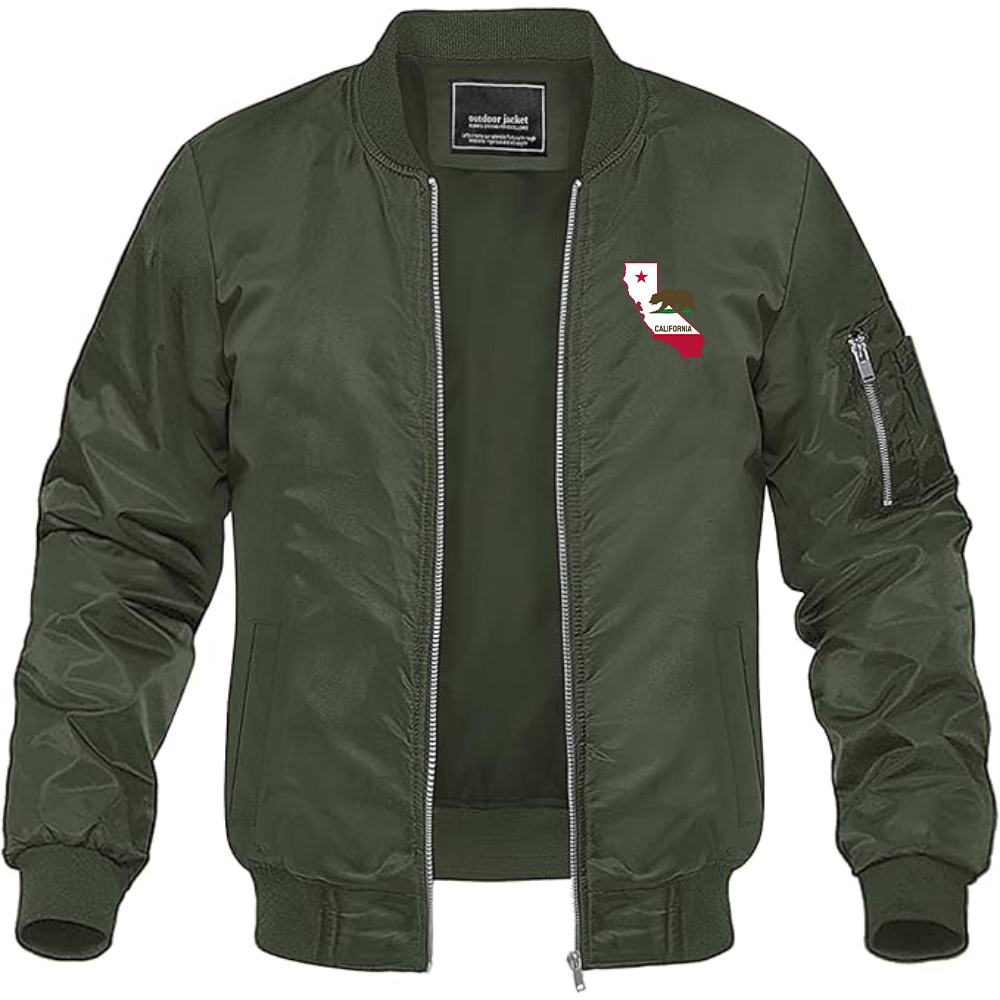 Men's California Bear Map Lightweight Bomber Jacket