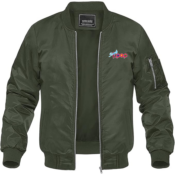 Men's Simply Kpop Lightweight Bomber Jacket Windbreaker Softshell Varsity Jacket Coat