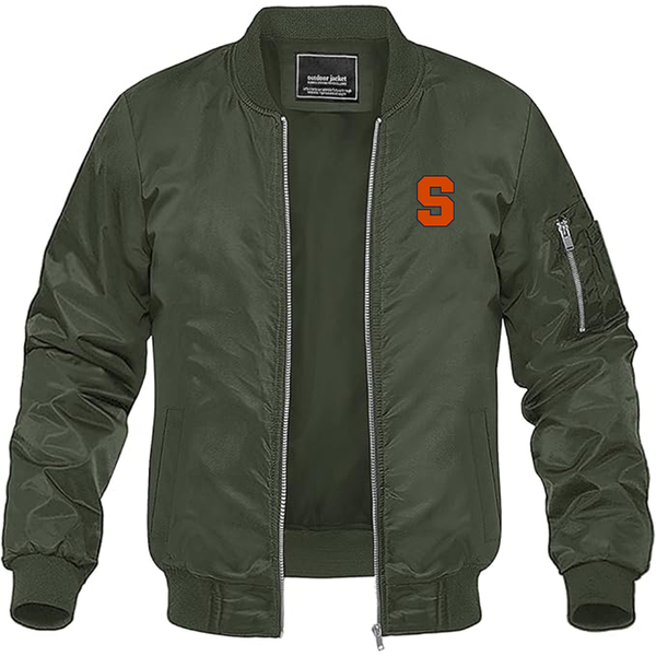 Men's Syracuse Orange Lightweight Bomber Jacket Windbreaker Softshell Varsity Jacket Coat