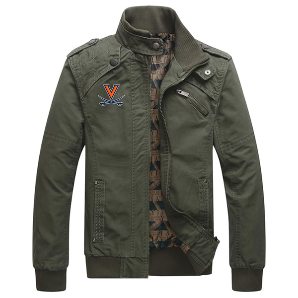 Men's  Virginia Cavaliers   Dwar Casual Washed Cotton Military Outdoor Jackets with Shoulder Straps