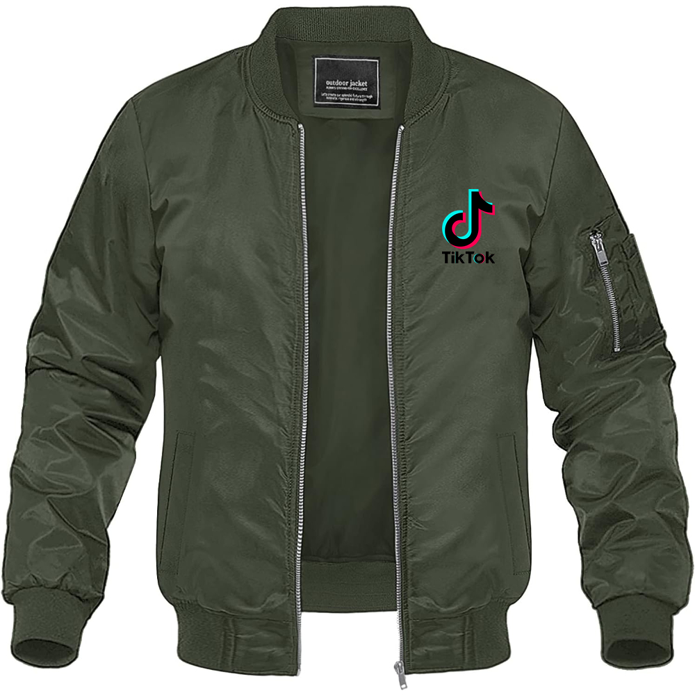 Men's TikTok Social Lightweight Bomber Jacket Windbreaker Softshell Varsity Jacket Coat