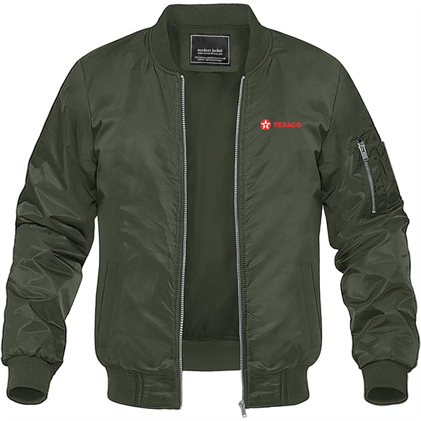 Men's Texaco   Logo Lightweight Bomber Jacket Windbreaker Softshell Varsity Jacket Coat