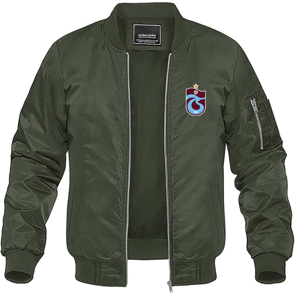 Men's Trabzonspor Soccer Lightweight Bomber Jacket Windbreaker Softshell Varsity Jacket Coat
