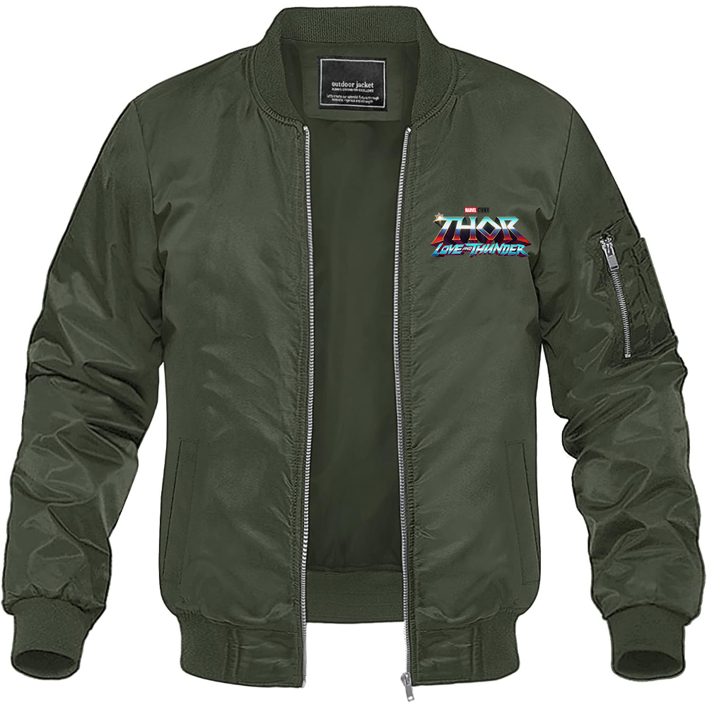 Men's Thor Love & Thunder Superhero Lightweight Bomber Jacket Windbreaker Softshell Varsity Jacket Coat