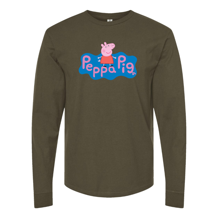 Men's Pegga Pig Cartoon Long Sleeve T-Shirt