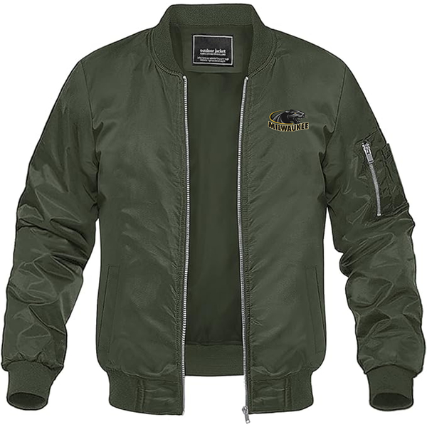 Men's Wisconsin Milwaukee Panthers Lightweight Bomber Jacket Windbreaker Softshell Varsity Jacket Coat