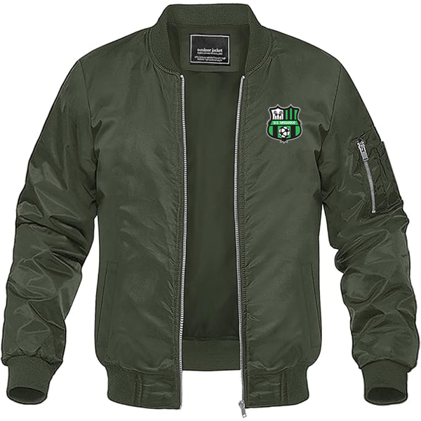 Men's U.S. Sassuolo Soccer Lightweight Bomber Jacket Windbreaker Softshell Varsity Jacket Coat