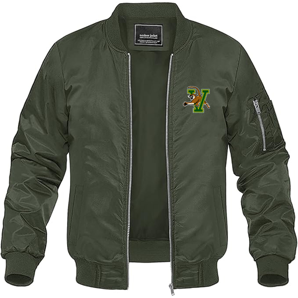 Men's Vermont Catamounts  Lightweight Bomber Jacket Windbreaker Softshell Varsity Jacket Coat