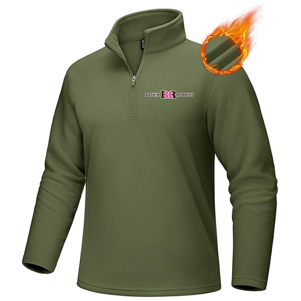 Men's Baskin-Rоbbins MAGCOMSEN Men_s Quarter-Zip Pullover Polar Fleece Sweatshirt Stand Collar Long Sleeve Shirt for Men Thermal Winter Fall