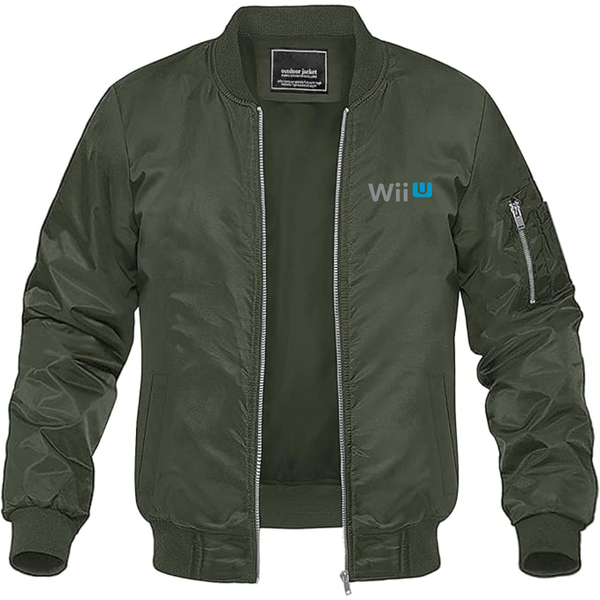 Men's Wii-U Logo Lightweight Bomber Jacket Windbreaker Softshell Varsity Jacket Coat
