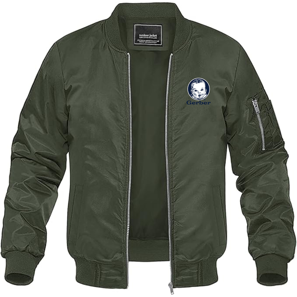 Men's Gerber Logo Lightweight Bomber Jacket Windbreaker Softshell Varsity Jacket Coat