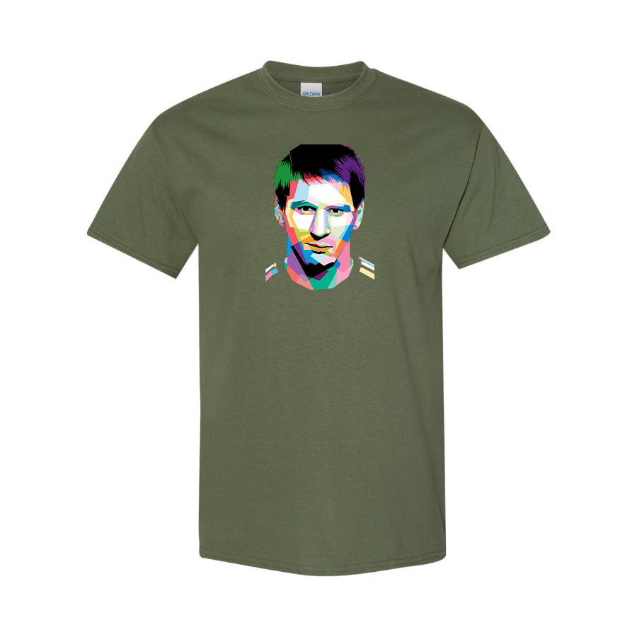 Youth Kids Lionel Messi Face Art Soccer Cotton T-Shirt