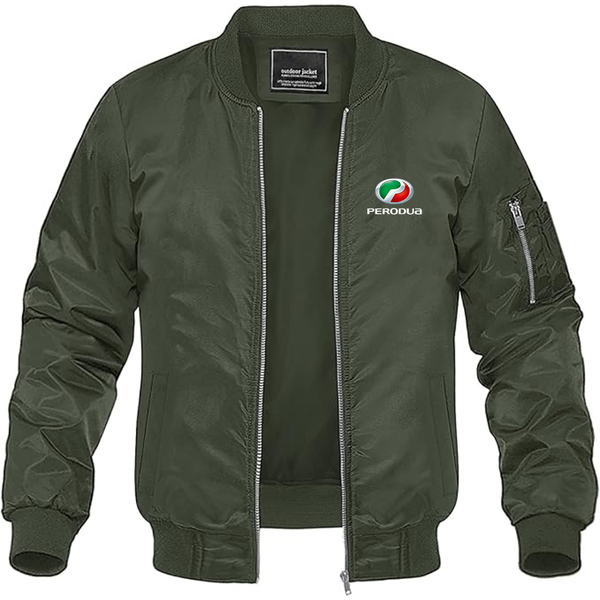 Men's Perodua Logo Lightweight Bomber Jacket Windbreaker Softshell Varsity Jacket Coat