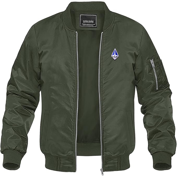 Men's VLF Logo Lightweight Bomber Jacket Windbreaker Softshell Varsity Jacket Coat