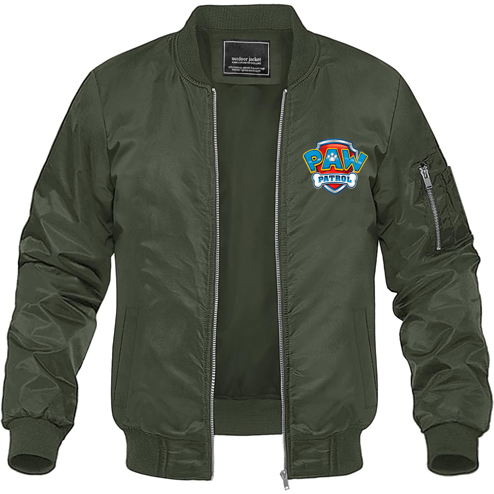 Men's Paw Patrol Cartoon Lightweight Bomber Jacket Windbreaker Softshell Varsity Jacket Coat