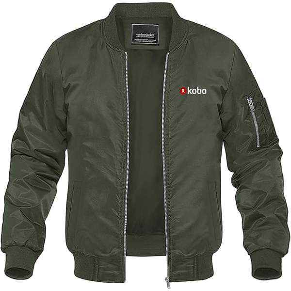 Men's Kobo Logo Lightweight Bomber Jacket Windbreaker Softshell Varsity Jacket Coat