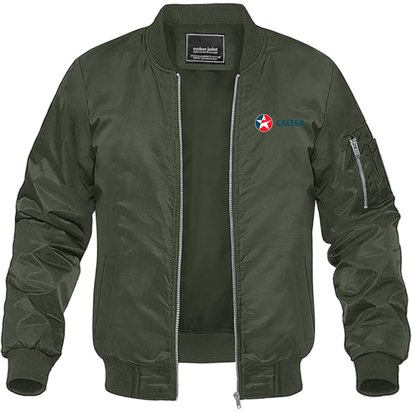 Men's Caltex Gas Station Lightweight Bomber Jacket Windbreaker Softshell Varsity Jacket Coat