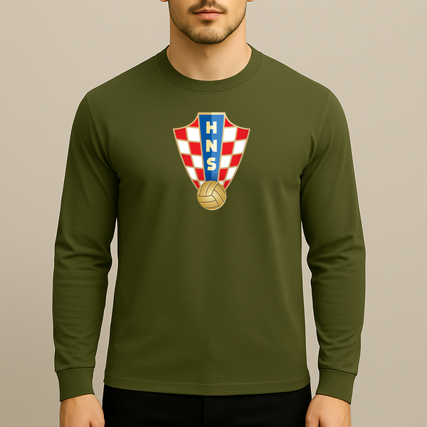 Men's Croatia National Soccer Team Long Sleeve T-Shirt