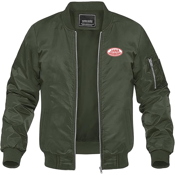 Men's Jawa Logo Lightweight Bomber Jacket Windbreaker Softshell Varsity Jacket Coat