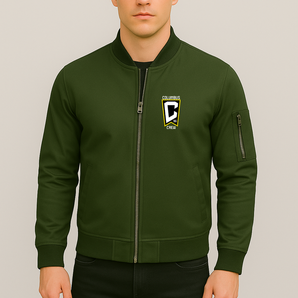 Men's Columbus Crew FC Lightweight Bomber Jacket Windbreaker Softshell Varsity Jacket Coat