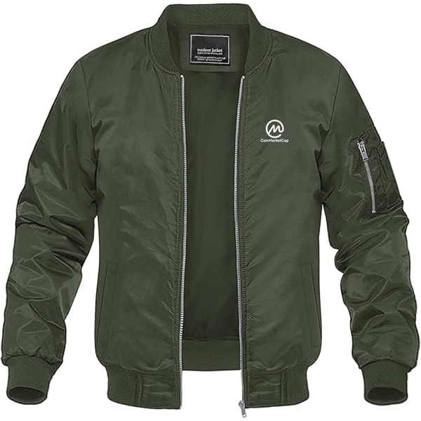 Men's CoinMarketCap Logo Lightweight Bomber Jacket Windbreaker Softshell Varsity Jacket Coat