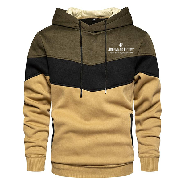 Men's Audemars-Piguet Novelty Color Block Pullover Fleece Hoodie Long Sleeve Casual