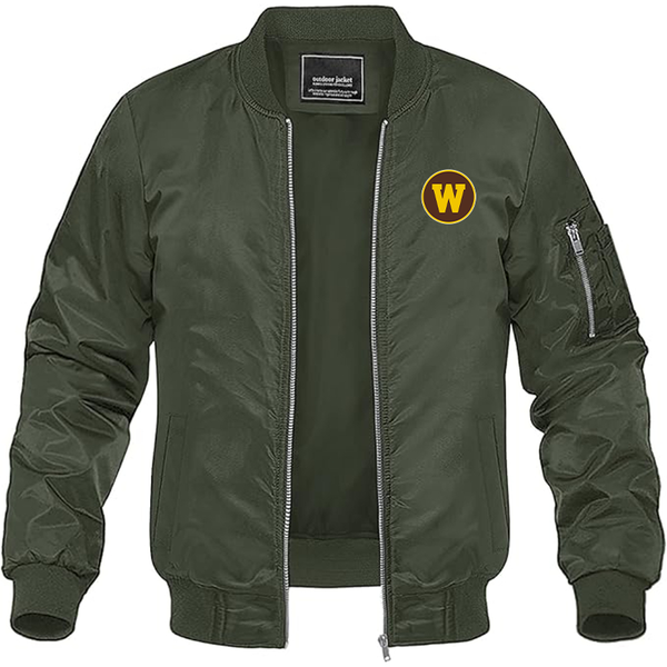 Men's  Western Michigan Broncos  Lightweight Bomber Jacket Windbreaker Softshell Varsity Jacket Coat