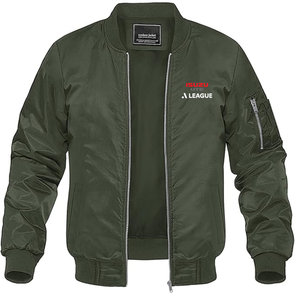 Men's A League Logo Lightweight Bomber Jacket Windbreaker Softshell Varsity Jacket Coat