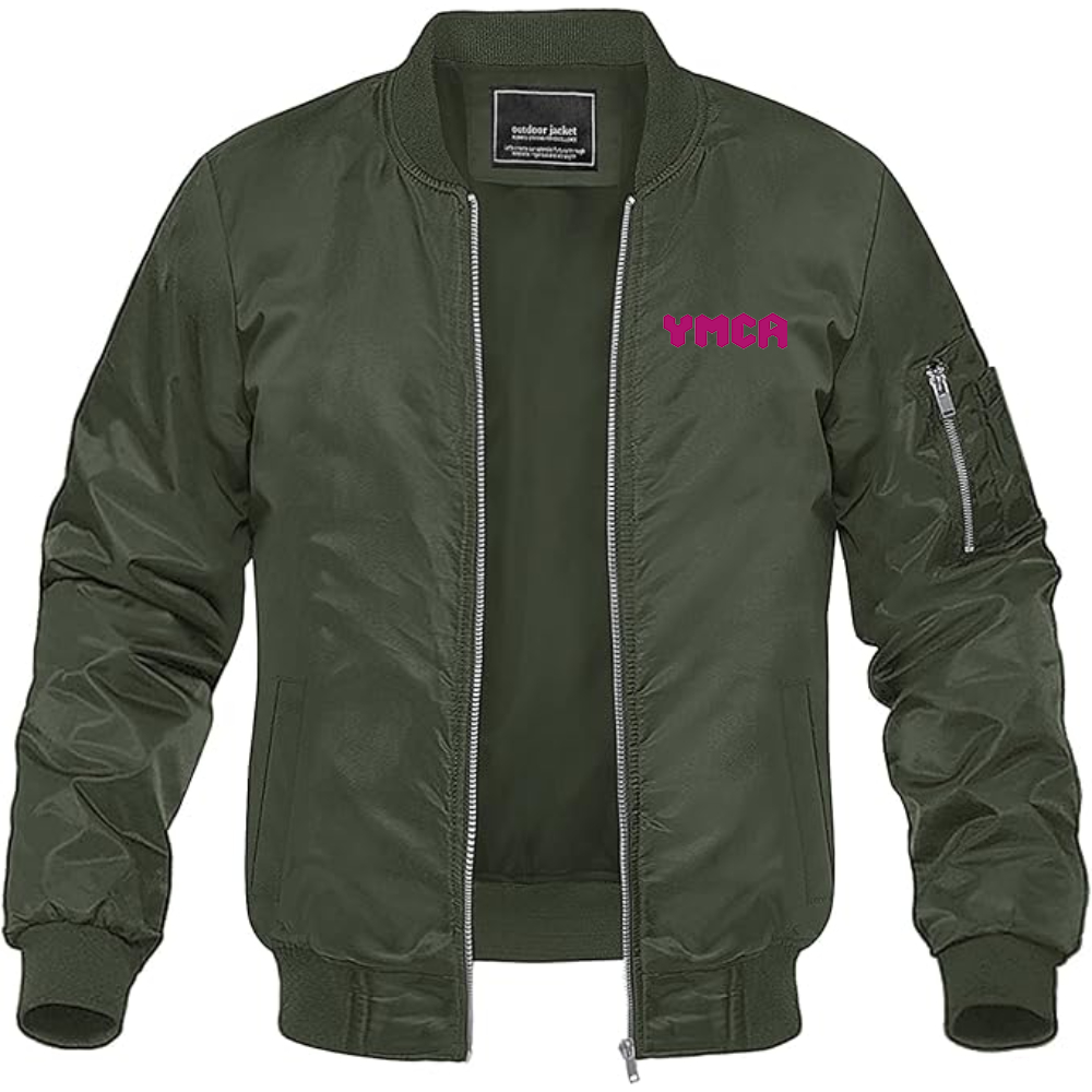 Men's YMCA Mauve Lightweight Bomber Jacket